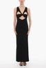 solid color long dress with cut-out details and back slit