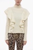 turtleneck wool sweater with ruffled sleeves