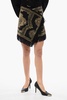 fringed wrapped mini skirt with studs