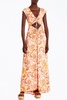 lizette cutout slinky knit maxi dress in vintage coral floral
