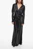 satin v neckline dress with gathered detailing