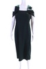 womens cold shoulder square neck sheath dress dark emerald silk