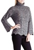 twisted fuzzy yarn long sleeve turtleneck sweater in grey