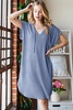 full size ribbed short sleeve hooded dress