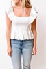 jenny ruffle tank in white