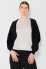 rib pleated puff sleeve bolero cardigan