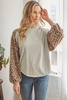 leopard solid long sleeve top