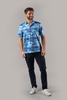 blue and purple with white paisley polo shirt
