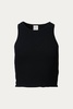 cropped ribbed stretch-cotton top in black