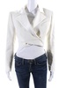 womens wide lapel button closure cropped wrap blazer white