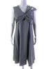 womens twisted front v-neck sleeveless a-line francis dress gray