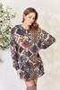 full size printed button up hooded jacket