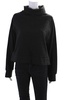 women's long sleeves pullover roll-neck sweatshirt black