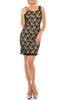 beaded lace bodycon dress in black/nude