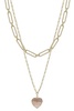 women's metal chain heart pendant 2 layered necklace