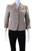 womens spotted jacquard button up blazer jacket beige