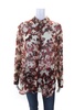 womens dust abstract chiffon button up top blouse red ecru