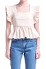 square neckline ruffled top in cream