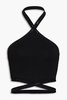Black halter top with logo