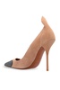 Heart suede and patent leather pumps