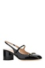 Black leather pumps