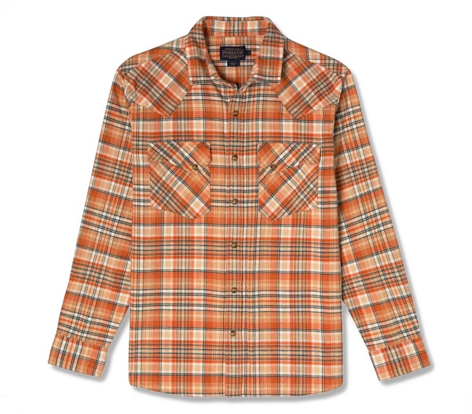 men's wyatt snap shirt in tan / rust plaid