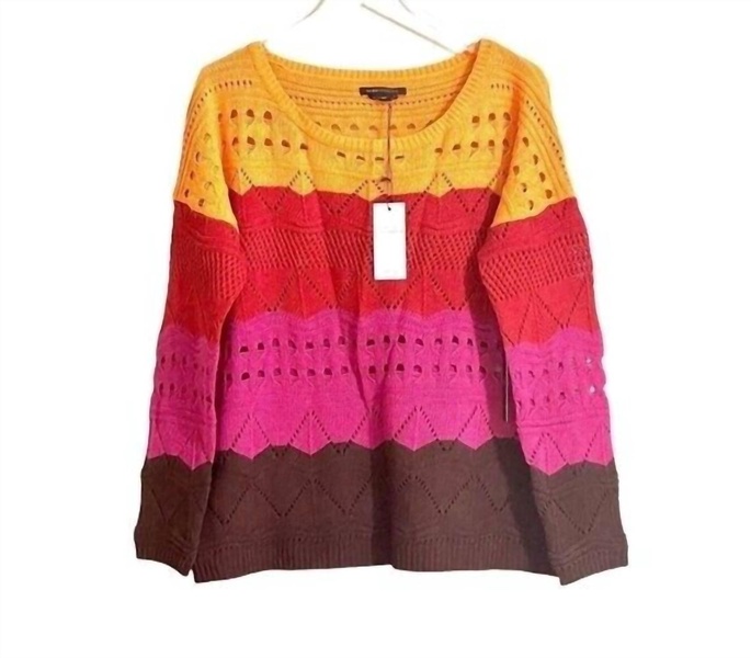 women's striped oversized knit sweater in orange