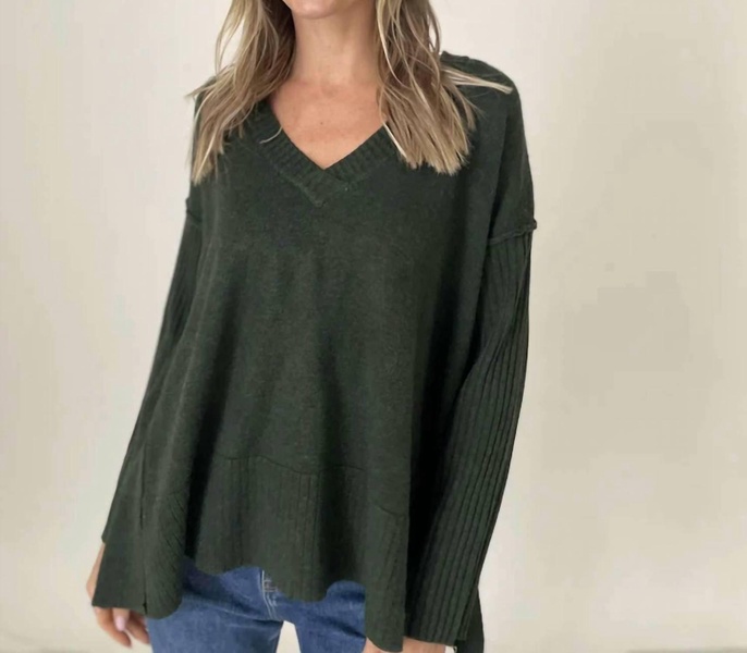 cribbed sweater in hunter green