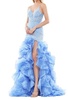 organza skirt long sequin prom dress in blue