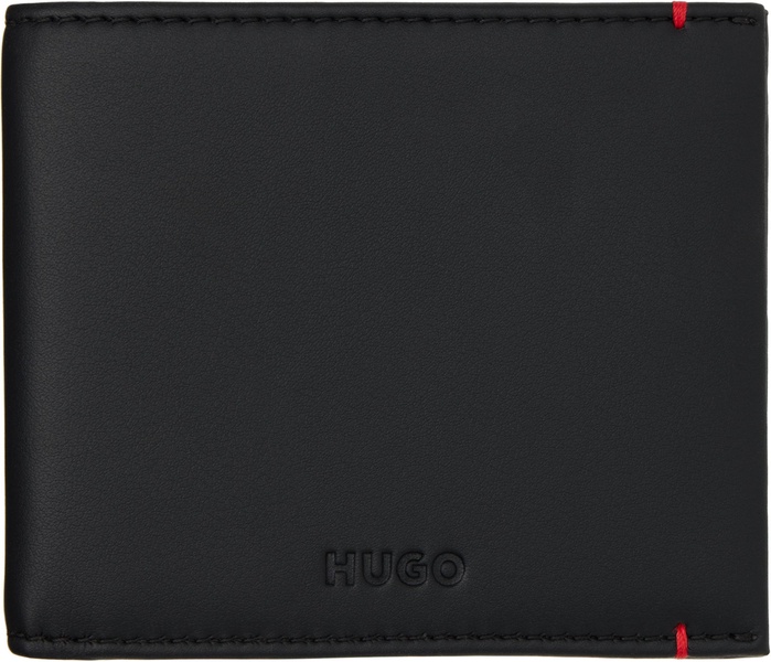 Black Faux-Leather Logo Wallet