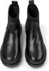 Black leather and textile ankle boots for women