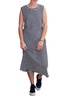 striped round neck sleeveless midi dress in black/white