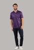 black with purple waves print polo shirt
