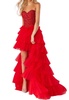 strapless mermaid prom dress in red