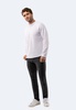 white waffle knit 3-button henley