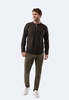 army green waffle knit 3-button henley