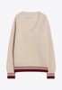 V-neck Ribbed Wool Sweater