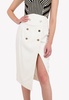 Double-Breasted Front Slit Pencil Skirt