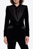 Single-Breasted Velvet Tuxedo Blazer