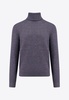 High-Neck Rib Knit Wool Sweater