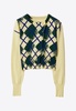 Argyle-Intarsia Long-Sleeved Cardigan