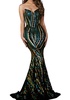 ornate mermaid evening gown in black gold