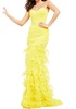 embellished sweetheart strapless sheath dress in yellow