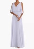 v-neck split sleeve blouson bodice maxi dress in silver dove