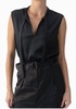 tie neck satin shell in black