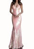 v neck sequinned gown in coral