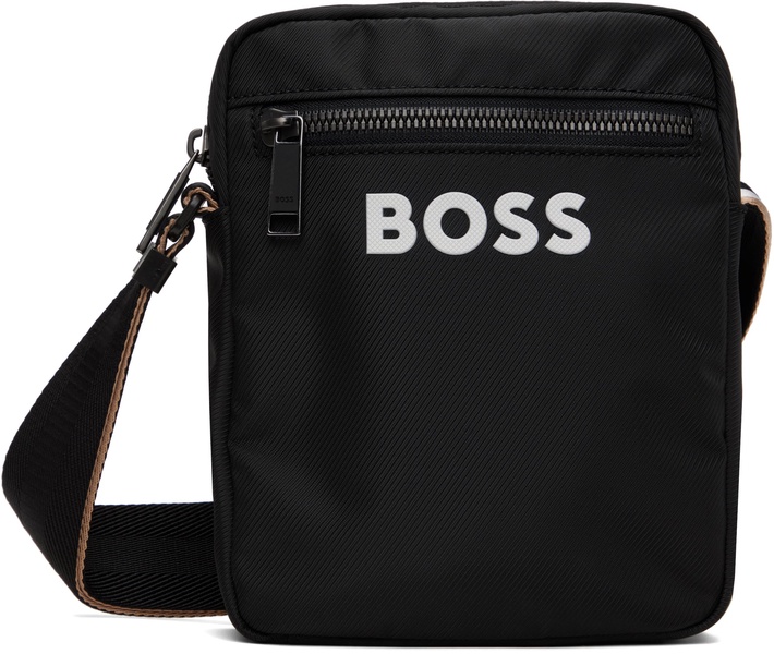 Black Contrast Logo Signature Stripe Bag