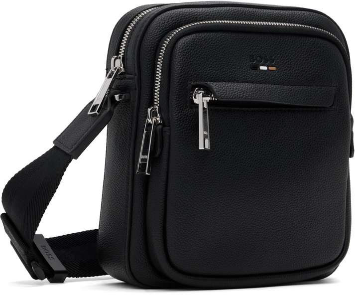 Black Faux-Leather Mini Crossbody Bag
