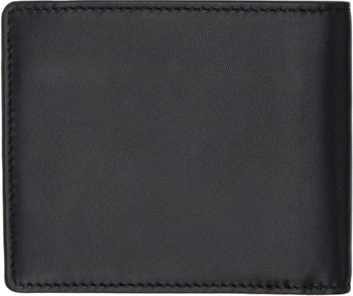 Black Leather Logo Details Billfold Wallet