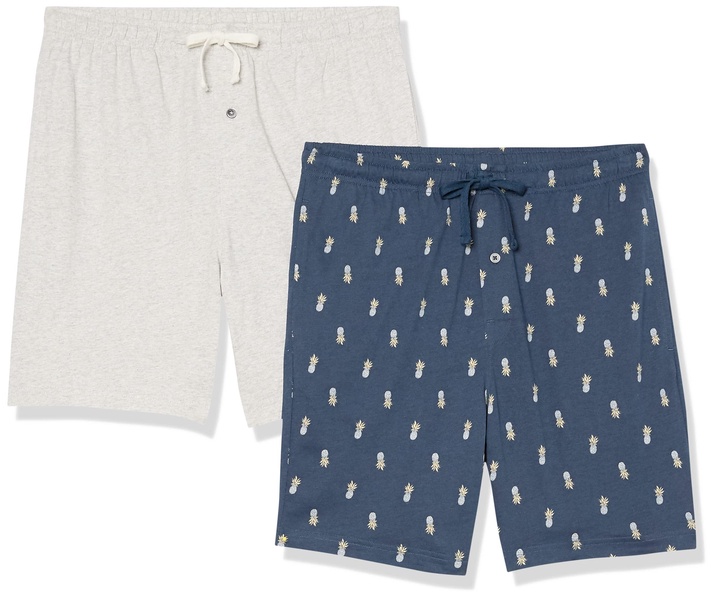 Amazon Essentials Men's 7" Cotton Knit Pajama Shorts, Pack of 2